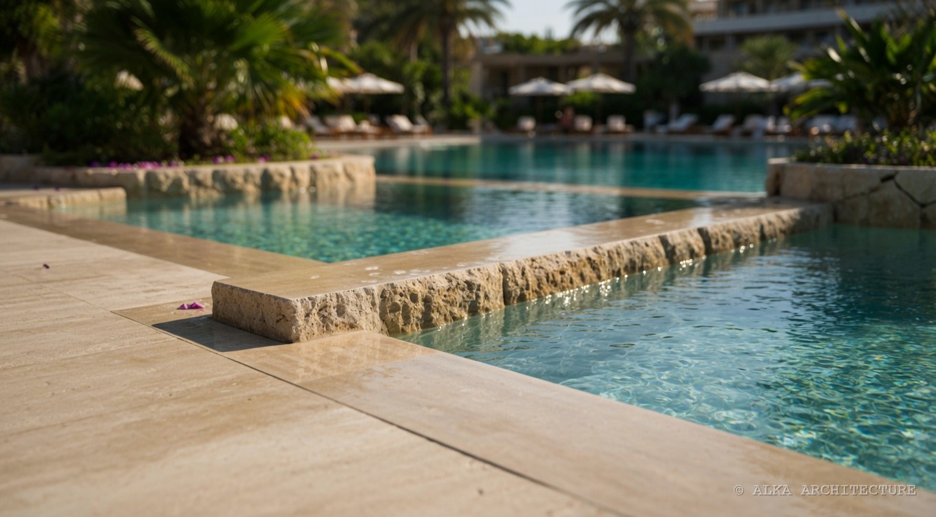 Azure Resort — POOL — TRAVERTINE EDGE