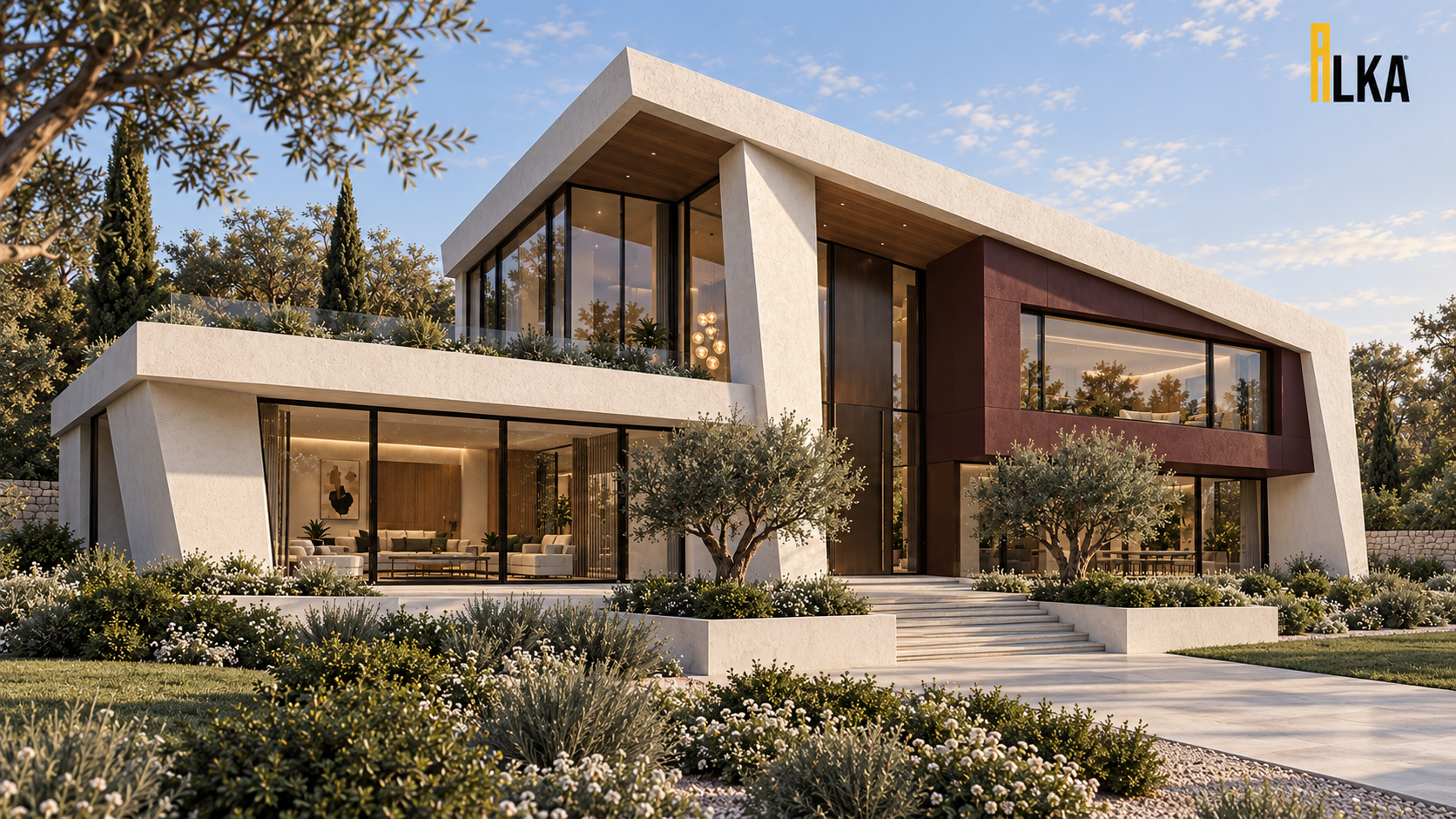 Villa Prisma — Garden perspective of the volumes