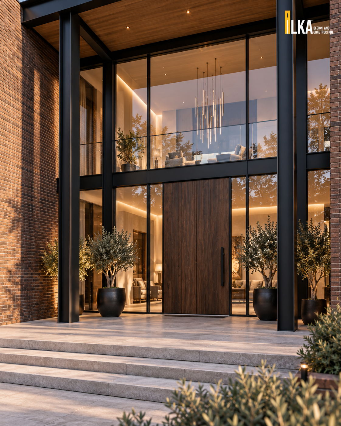 Villa Terra — Timber entrance framed by glazing